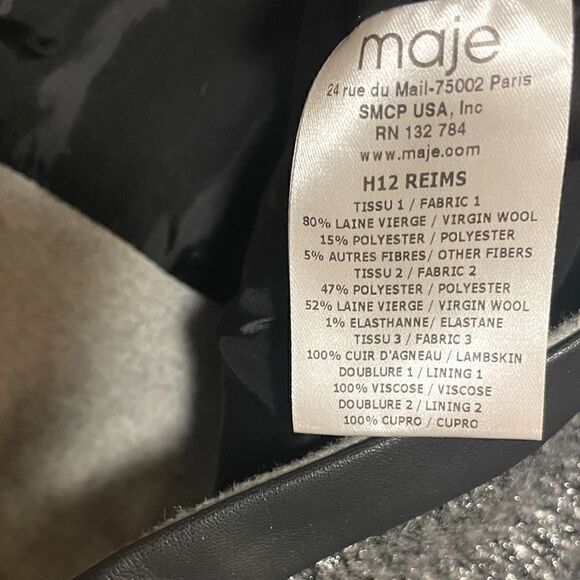 MAJE Virgin Wool & Lambskin Leather Trim STUNNING Fitted Coat. |Size: EU38| - Picture 10 of 10